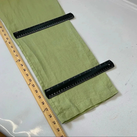 JM Collection Linen Pants Woman Size 12  Green Pockets Elastic Back Lightweight - Picture 9 of 11